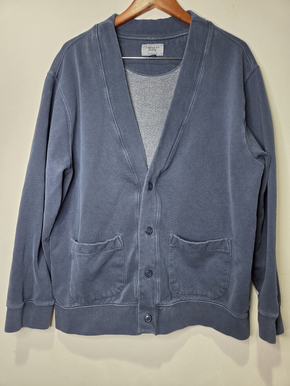 Men's American Eagle V-Neck Button Super Soft Fleece Cardigan Size XL